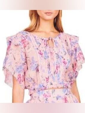 LoveShackFancy Chester Silk blend crop shirt size Small